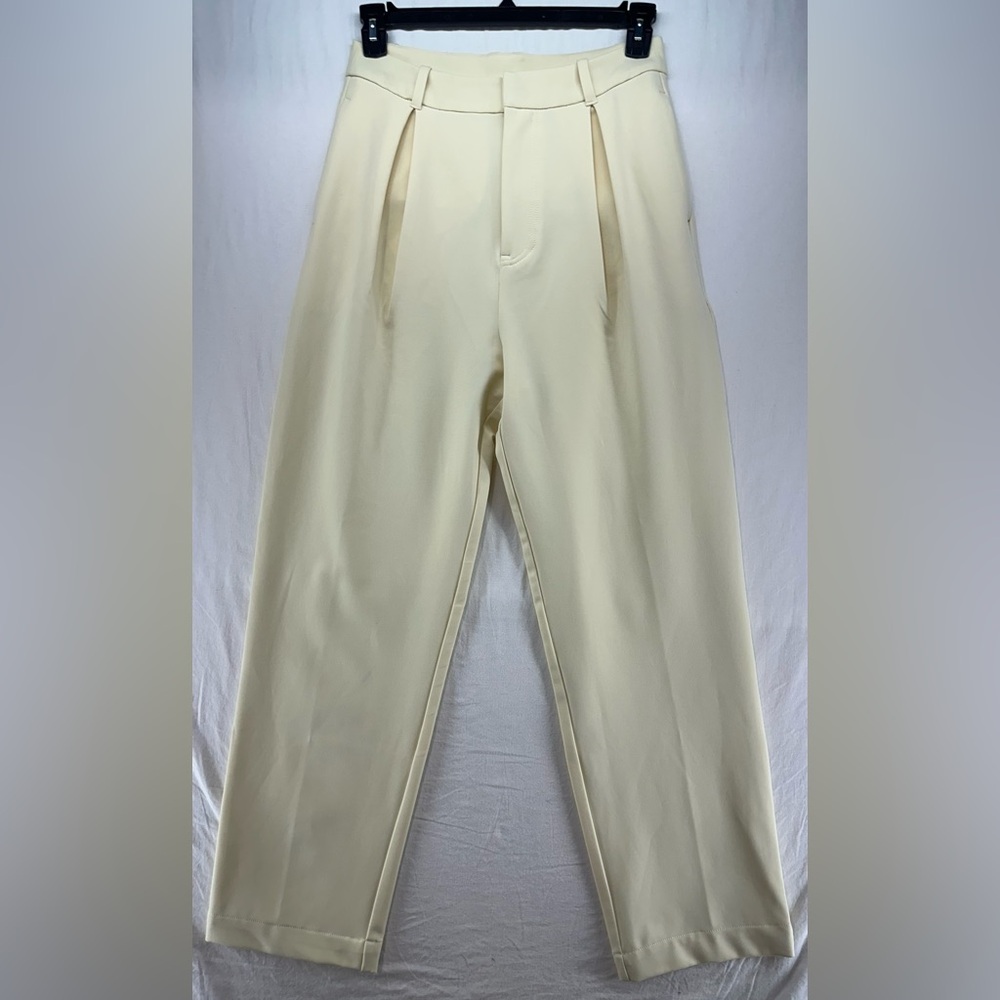 Free People Wide Leg Pants Pleated Front High Rise Yellow Women's Size 6
